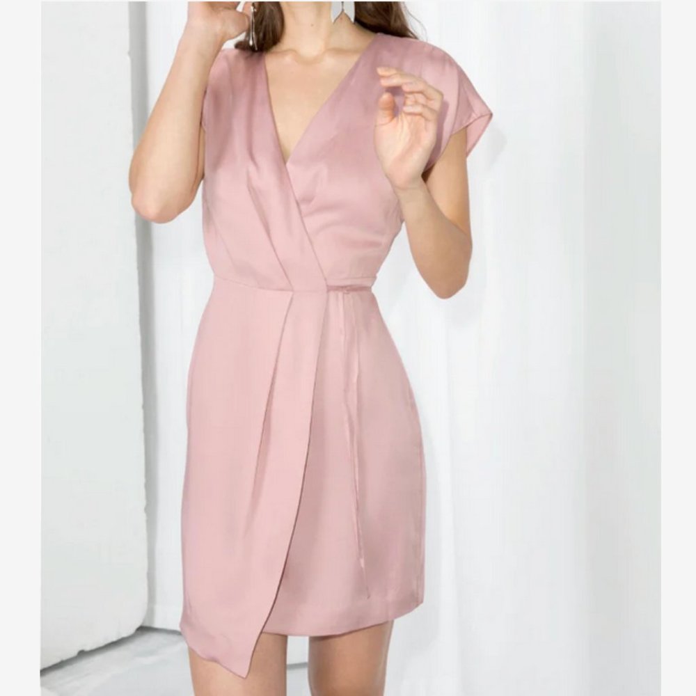 & Other Stories Blush Pink Wrap Dress - Size 2